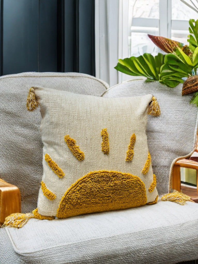 Tufted Sunrise Cushion Cover | Slub Cotton (24"x24")