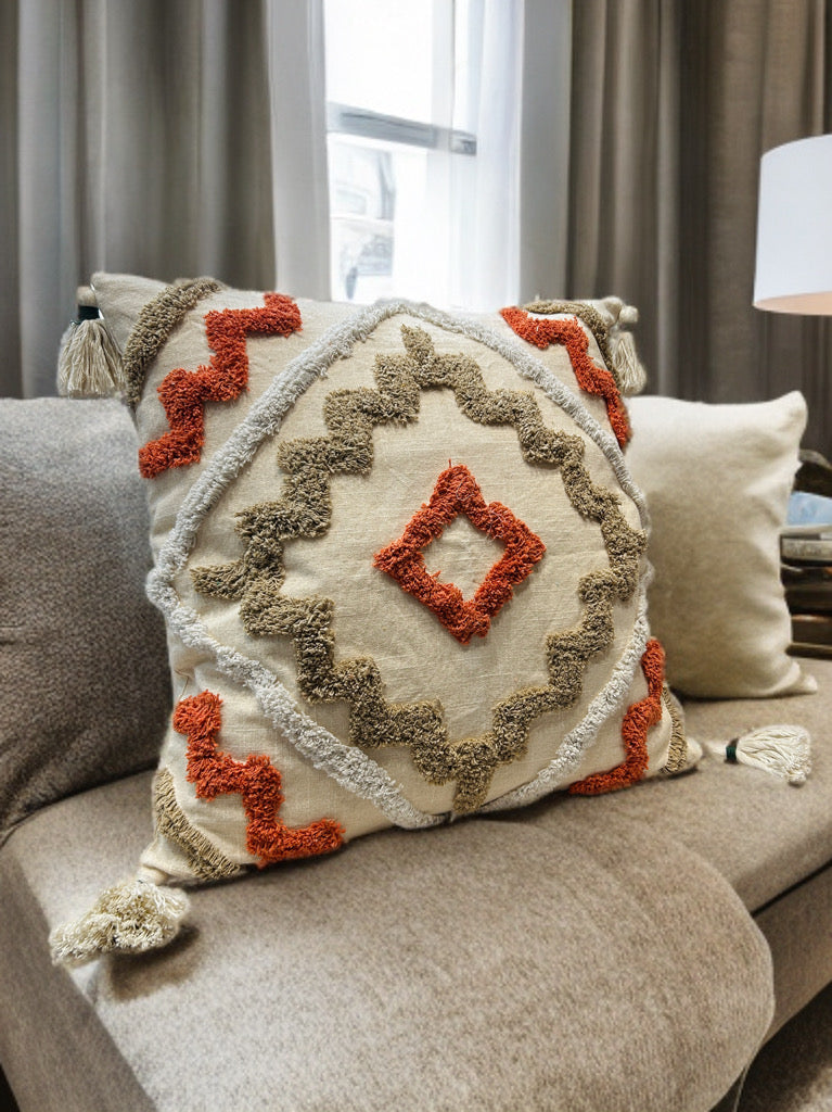 Tufted Cushion Cover | Slub Cotton (24"x24")
