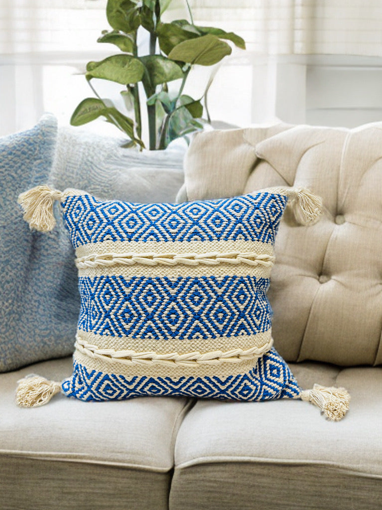 Bohemian Blue Cushion Cover - Blue, 16x16"