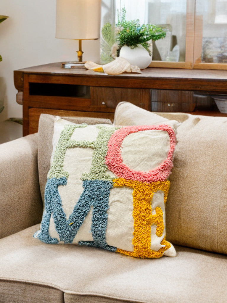 Elegant Tufted Cushion Cover | Slub Cotton, 16x16"