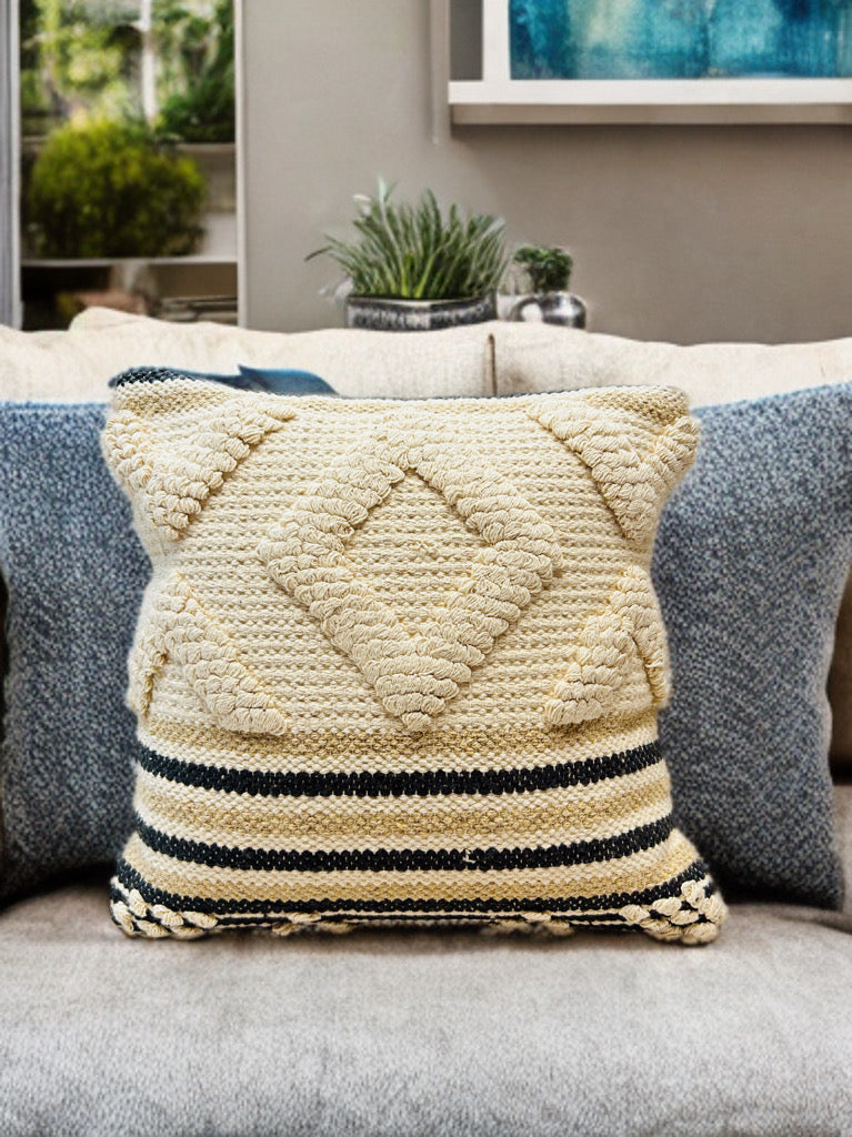 Bohemian Cushion Cover - Beige, 16x16"