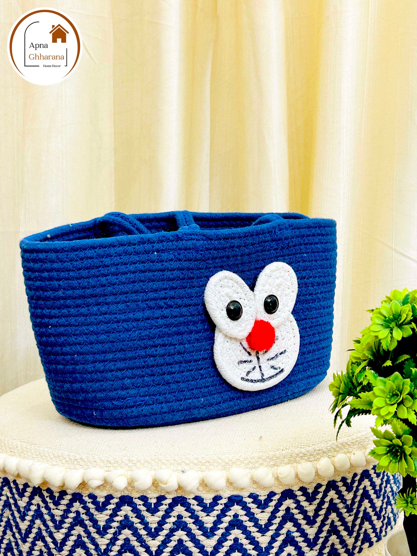 Cute & Versatile Animal Face Basket with Handle
