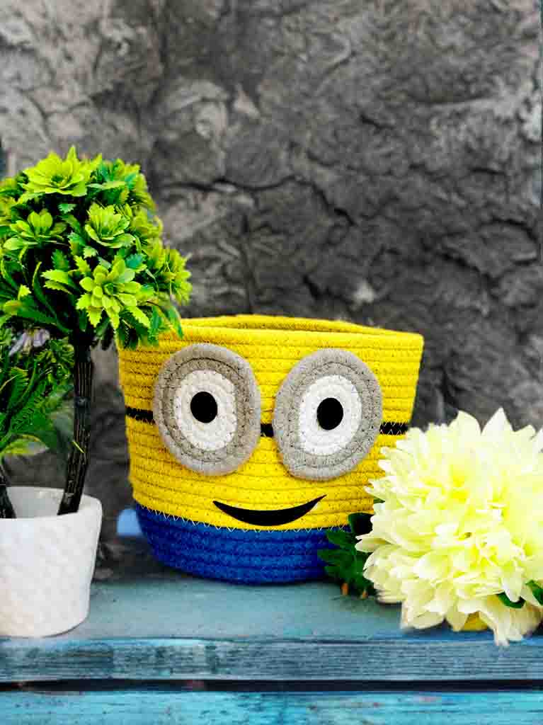 Cute Animal Face Basket – Cotton Braided & Washable Organizer (6x7 inch)