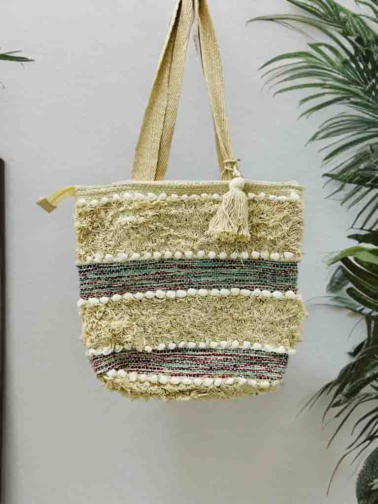 Woven Boho Tote with Zipper | Perfect for Books & Essentials