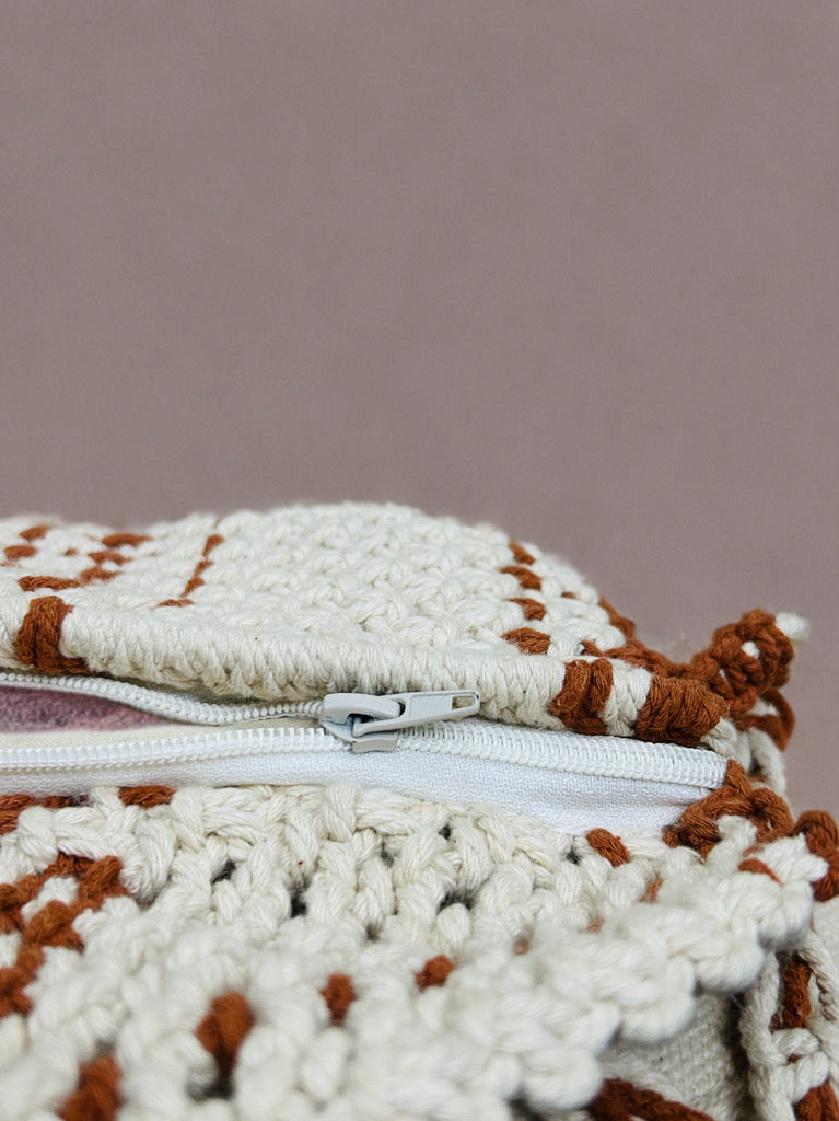 Artisan Macramé Sling Bag with Zipper & Flap