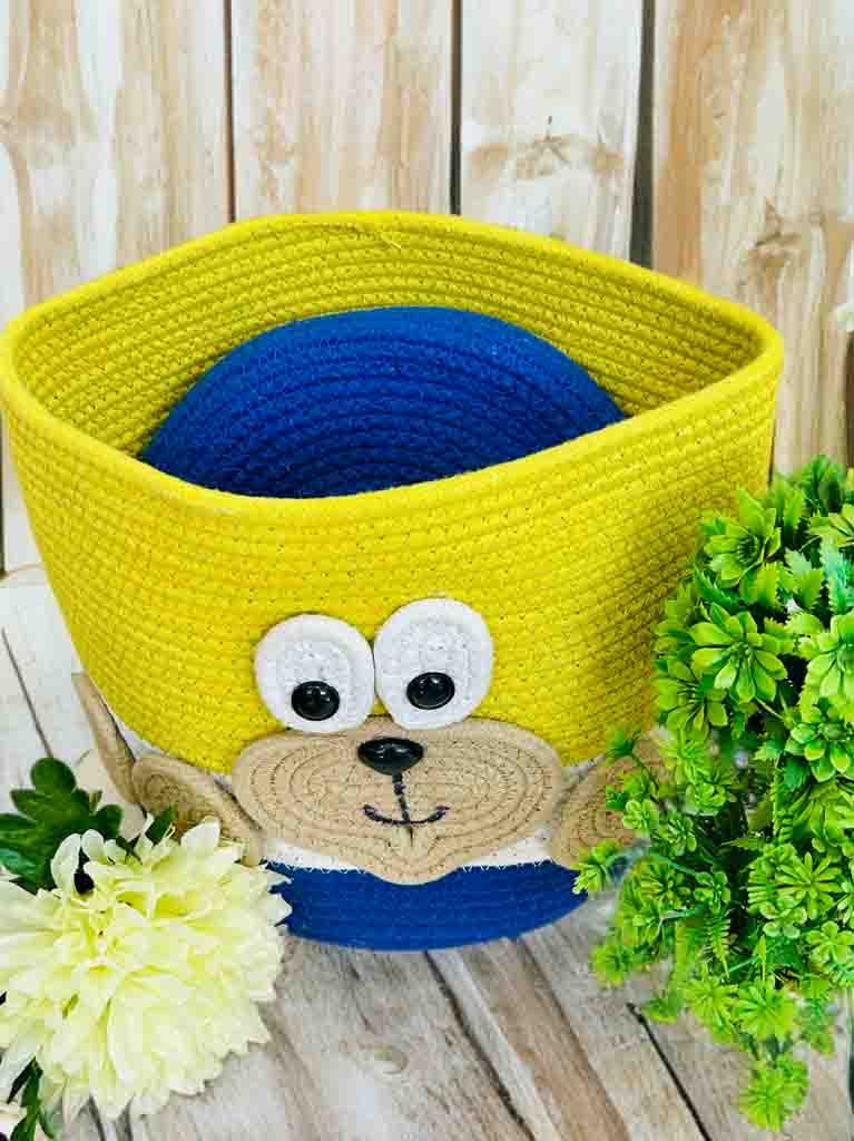 Handmade Monkey Face Storage Basket with Lid – Fun & Functional