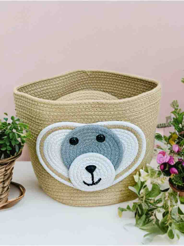 Handcrafted Brown Bear Basket with Lid – Cute, Stylish & Functional