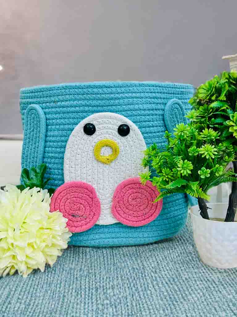 Cute Penguin Storage Basket with Lid – Handmade & Functional