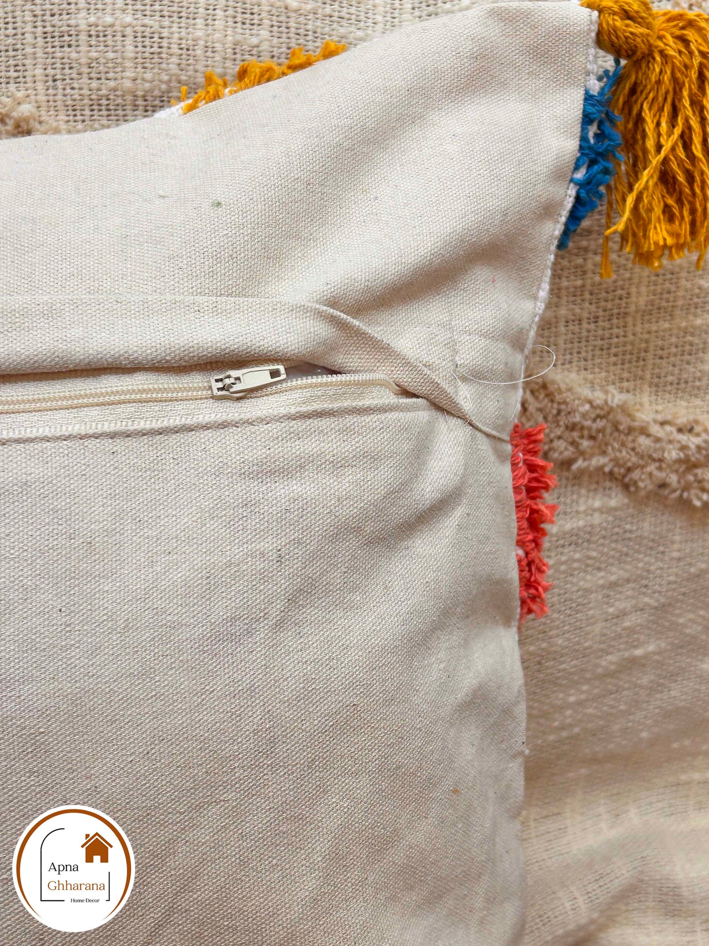 Vibrant Tufted Cushion Cover | Multicolor, 16x16", Zip Closure