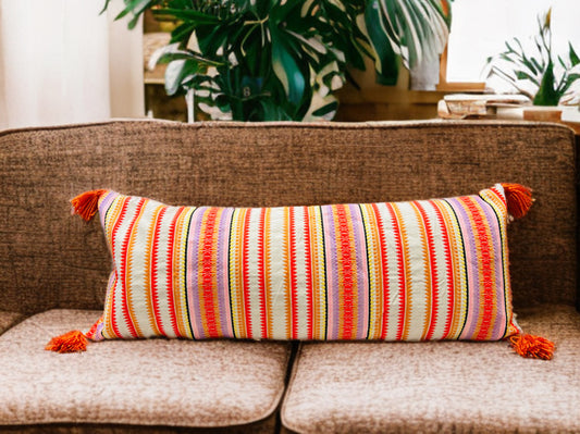 Orange Colour Jacquard Lumber ( 14x36 inch )