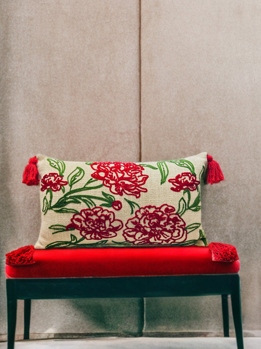 Red Floral Embroidered Small Lumber ( 12x20 inch )