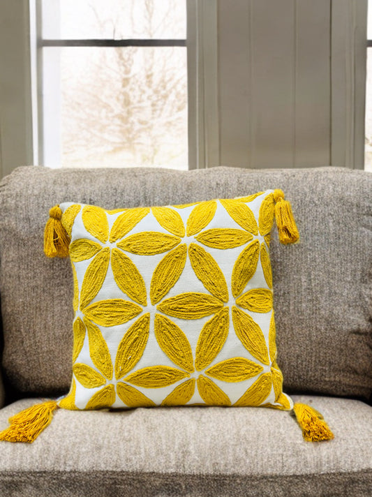 Embroidered Cushion Cover | 16x16", Slub Cotton, Premium Design