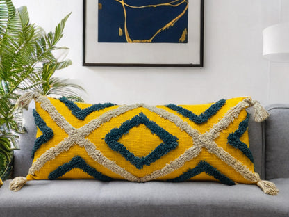 Unique Yellow Base Tufted Lumber | 14"x36"| Cotton