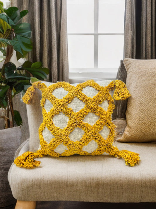 Tufted Cushion Cover | Slub Cotton | 12"x12"