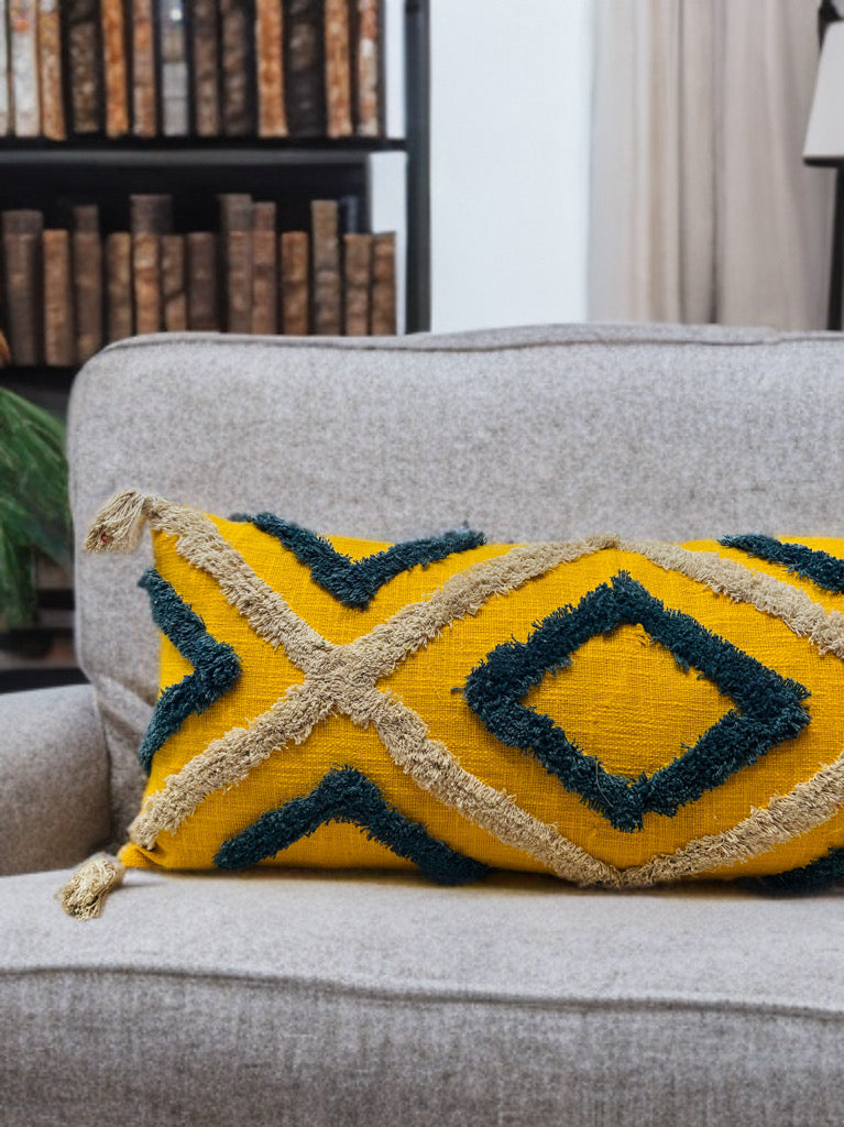 Unique Yellow Base Tufted Lumber | 14"x36"| Cotton