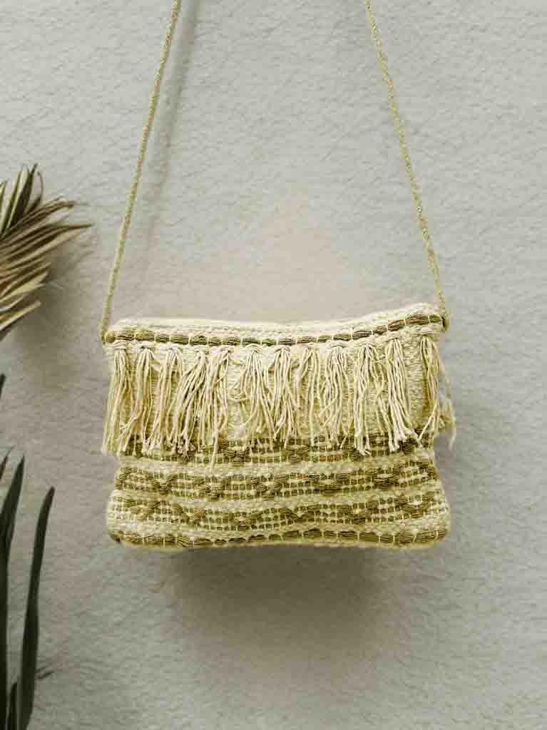 Boho Sling Bag – Handmade Embroidered Crossbody with Zipper