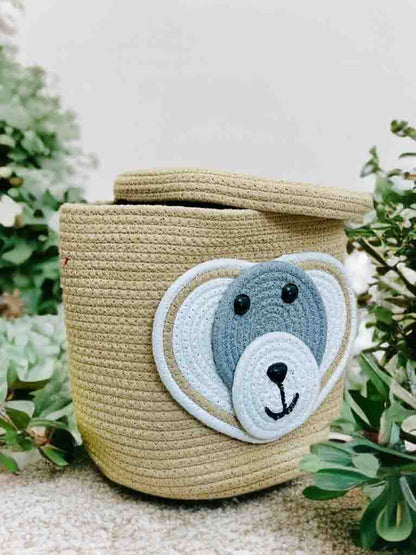 Handcrafted Brown Bear Basket with Lid – Cute, Stylish & Functional