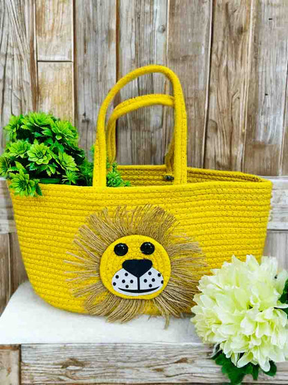 Handcrafted Yellow Lion Basket – Cute, Stylish & Multi-Purpose