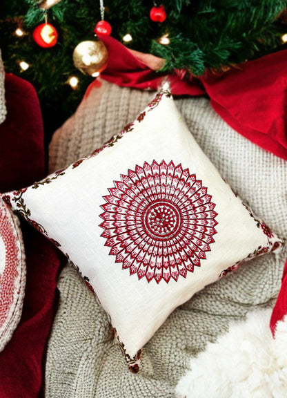 Premium Pink Block Printed Cushion Cover | 16x16" Cotton