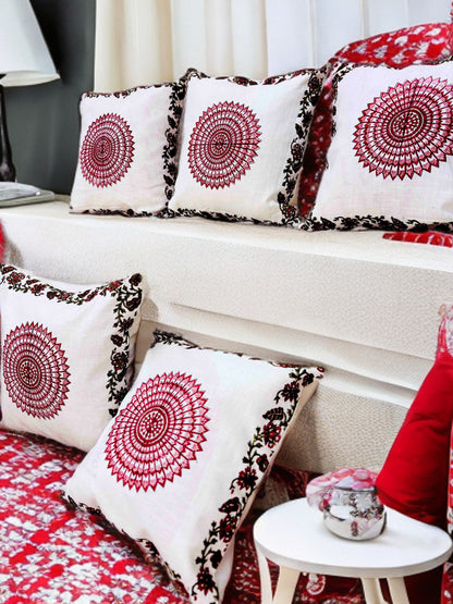 Premium Pink Block Printed Cushion Cover | 16x16" Cotton