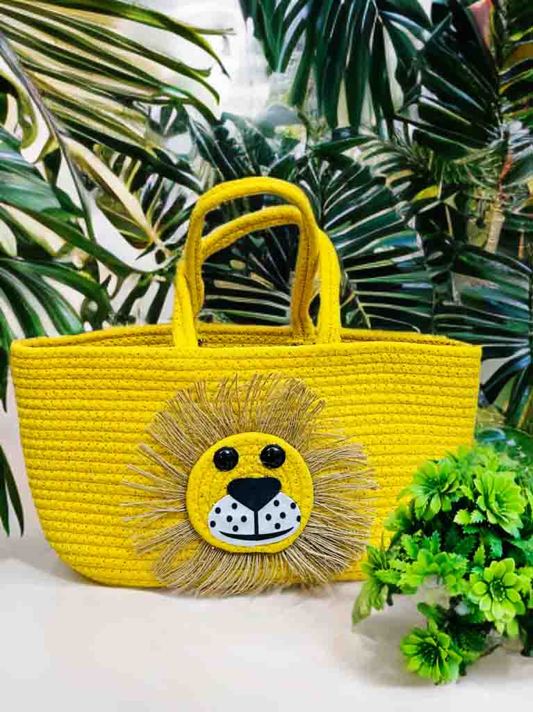 Handcrafted Yellow Lion Basket – Cute, Stylish & Multi-Purpose