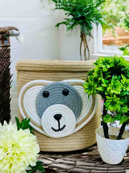 Handcrafted Brown Bear Basket with Lid – Cute, Stylish & Functional