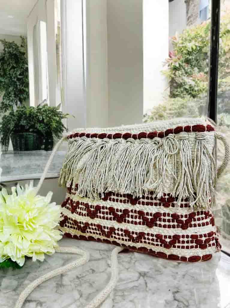 Bohemian Sling Bag – Handmade Crossbody with Fringe Detail