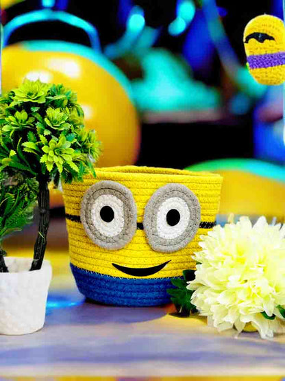 Cute Animal Face Basket – Cotton Braided & Washable Organizer (6x7 inch)