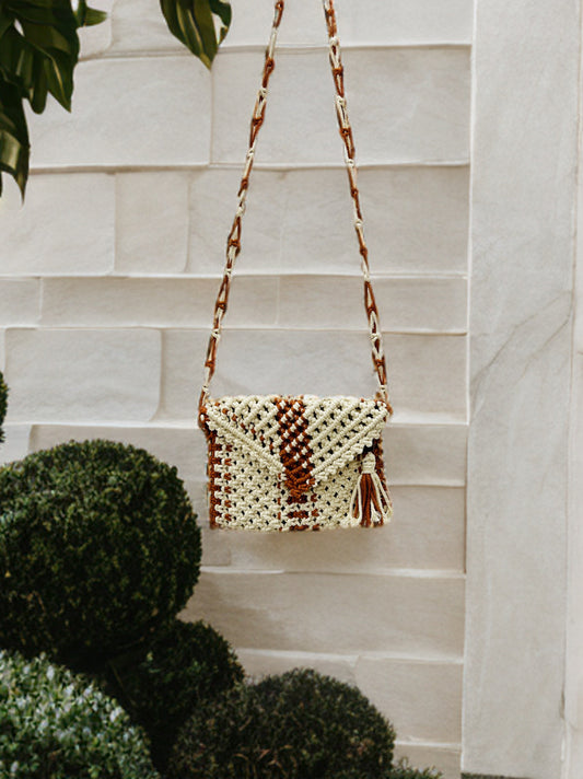 Artisan Macramé Sling Bag with Zipper & Flap