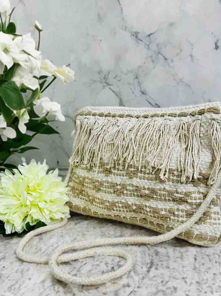 Boho Sling Bag – Handmade Embroidered Crossbody with Zipper
