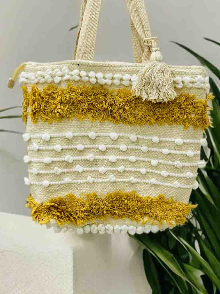 Woven Boho Tote with Zipper | Perfect for Books & Essentials