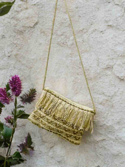 Boho Sling Bag – Handmade Embroidered Crossbody with Zipper