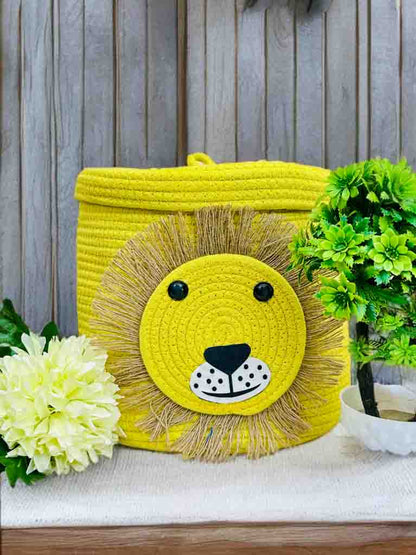 Handcrafted Lion Face Storage Basket with Lid – Stylish & Functional
