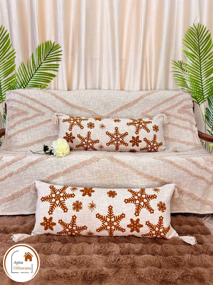 Embroidered Lumbar Cushion Cover | Yellow Star Design | 34x12