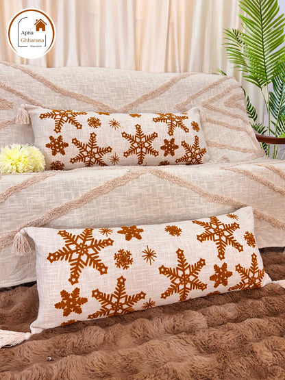 Embroidered Lumbar Cushion Cover | Yellow Star Design | 34x12