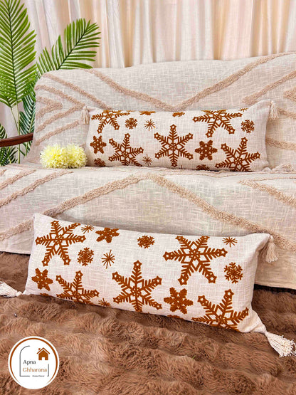 Embroidered Lumbar Cushion Cover | Yellow Star Design | 34x12