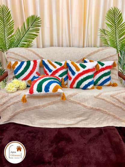 Vibrant Tufted Cushion Cover | Multicolor, 16x16", Zip Closure