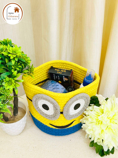 Cute Animal Face Basket – Cotton Braided & Washable Organizer (6x7 inch)