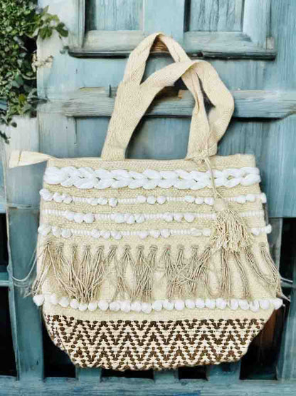 Woven Boho Tote with Zipper | Perfect for Books & Essentials