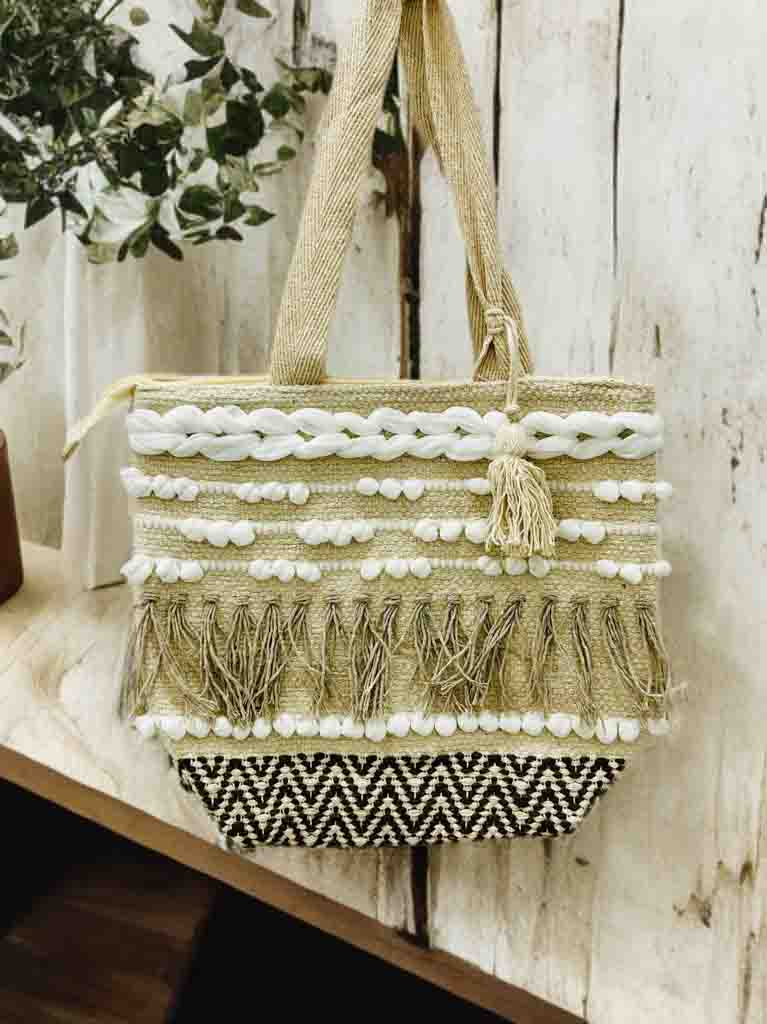 Woven Boho Tote with Zipper | Perfect for Books & Essentials