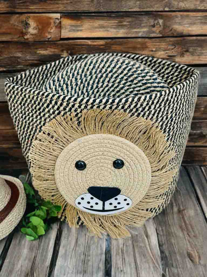 Handcrafted Lion Face Storage Basket with Lid – Stylish & Functional