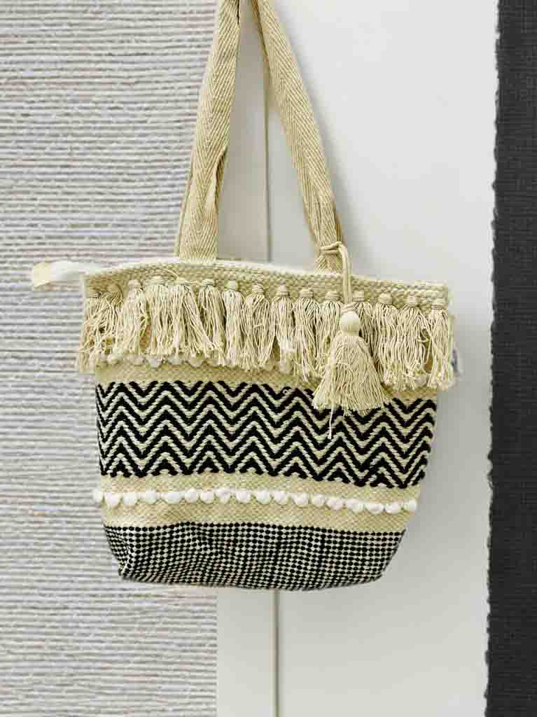 Trendy Bohemian Tote | Compact 10x10 Bag with Zipper