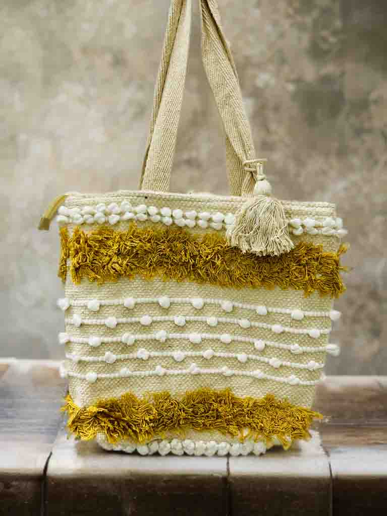 Woven Boho Tote with Zipper | Perfect for Books & Essentials