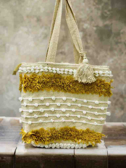 Woven Boho Tote with Zipper | Perfect for Books & Essentials