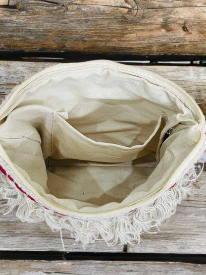 Handmade Boho Sling Bag – Embroidered Crossbody with Fringe