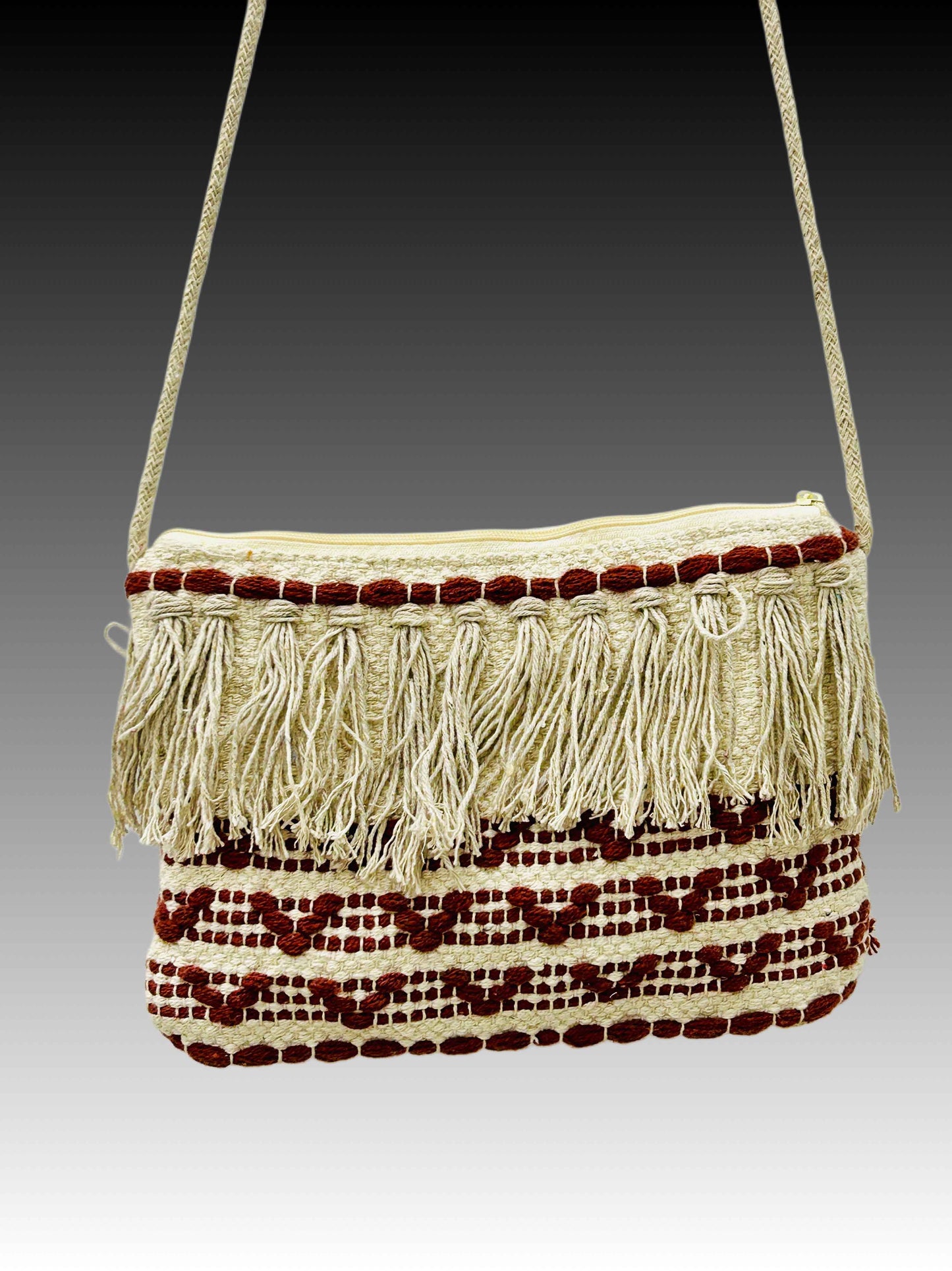 Bohemian Sling Bag – Handmade Crossbody with Fringe Detail