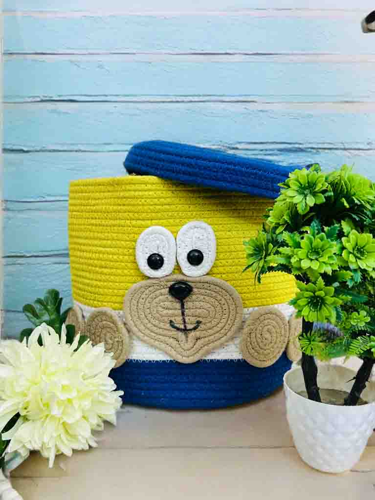 Handmade Monkey Face Storage Basket with Lid – Fun & Functional