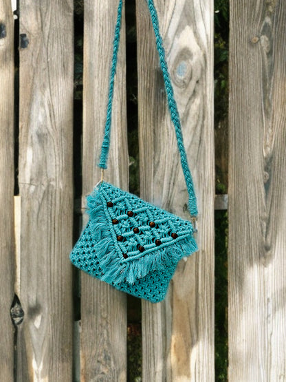 Compact Macramé Sling Bag – Handmade
