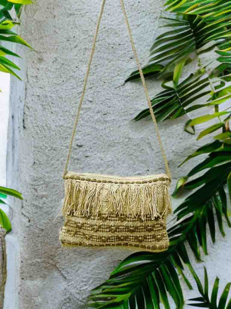 Boho Sling Bag – Handmade Embroidered Crossbody with Zipper