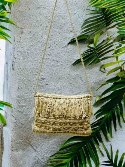 Boho Sling Bag – Handmade Embroidered Crossbody with Zipper